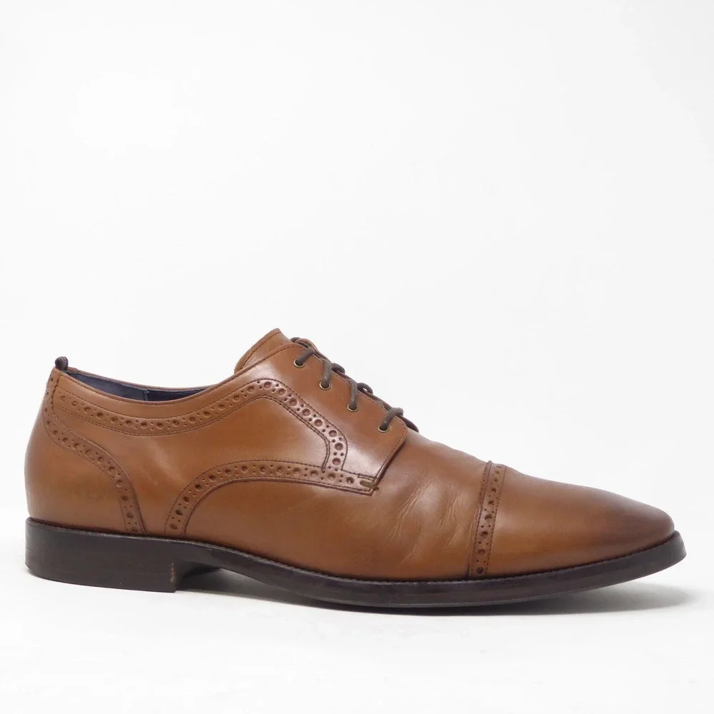 Cole Haan Mens Jefferson Grand 2.0 Oxford Shoes Brown Leather Brogue Cap Toe 13M